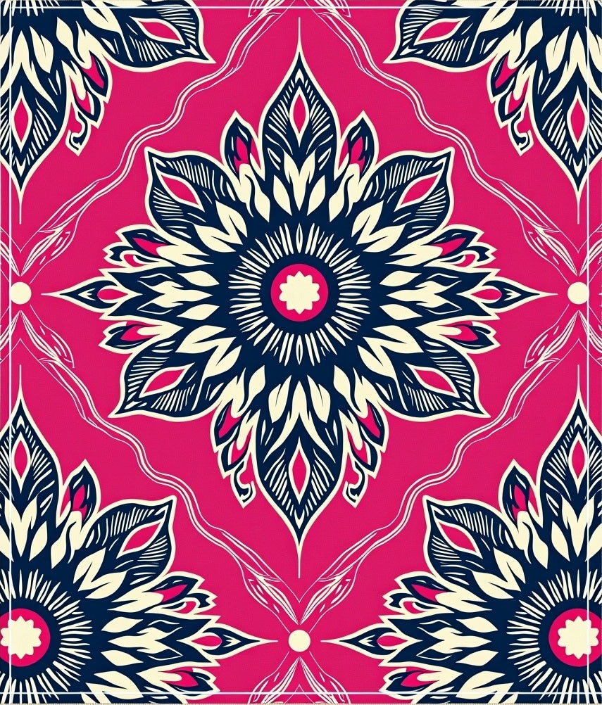 Vibrant Pink Medallion Floral Rug