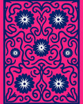 Fuchsia Navy Floral Swirl Medallions Rug