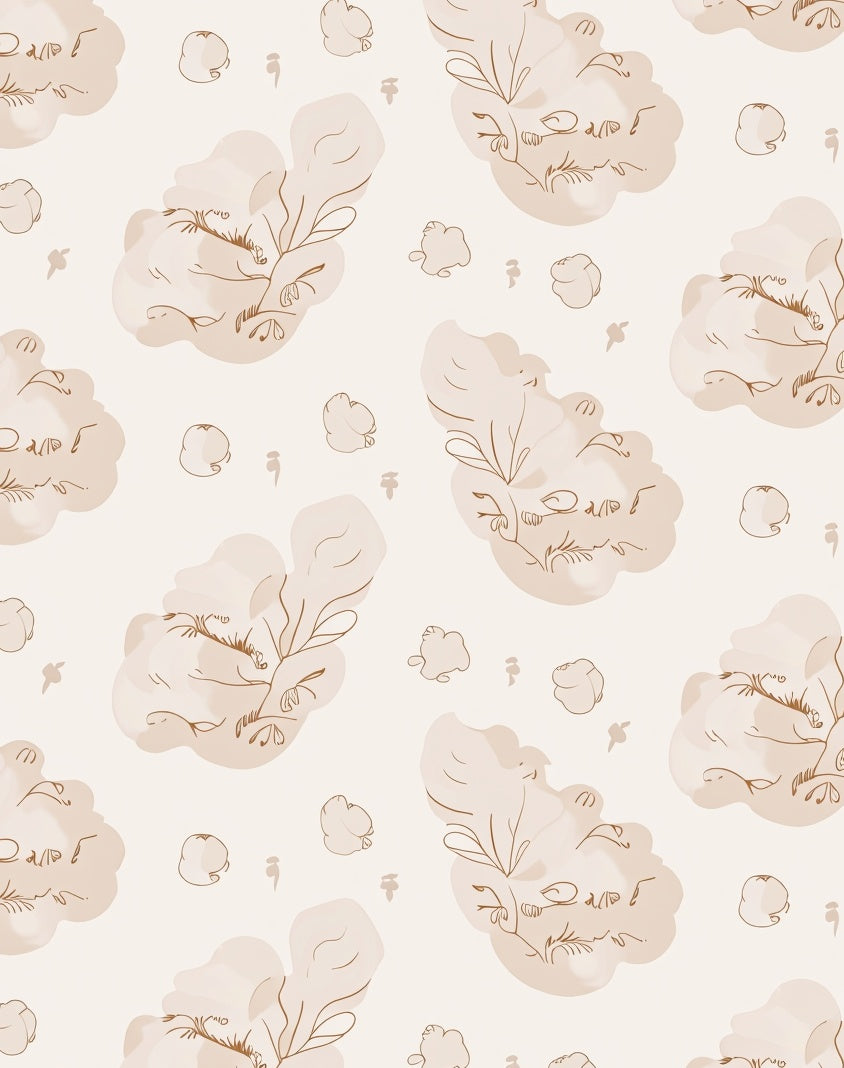 Earthy Botanical Watercolor Cloud Rug