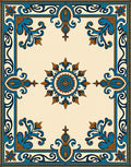 Blue Amber Scrollwork Medallion Rug