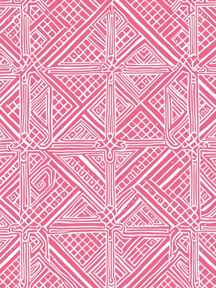 Vibrant Pink Geometric Netting Rug