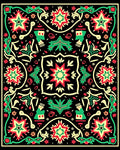 Vibrant Red Green Starburst Floral Rug