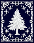 White Pine Tree Snowflakes Border Rug