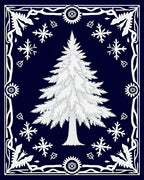 White Pine Tree Snowflakes Border Rug