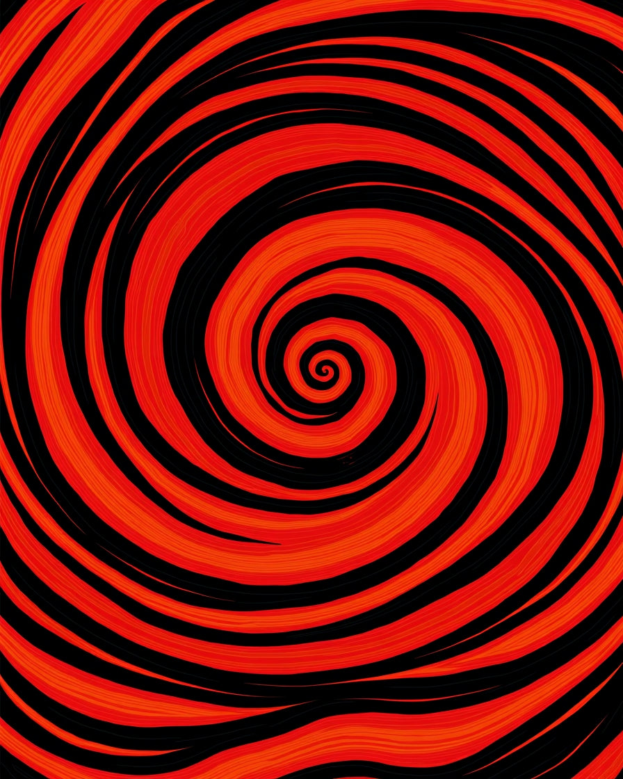Crimson Black Swirl Vortex Rug