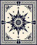 Navy Starburst Compass Graphic Rug
