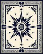 Navy Starburst Compass Graphic Rug