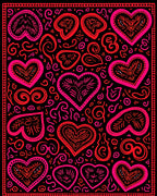 Bold Red Pink Heart Medallion Rug