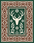 Forest Green Reindeer Snowflake Border Rug