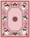 Pink Snowman And Holly Holiday Rug