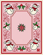 Pink Snowman And Holly Holiday Rug