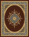 Brown Gold Blue Ornamental Square Rug