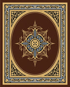 Brown Gold Blue Ornamental Square Rug