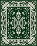 Deep Green White Floral Medallion Vine Rug