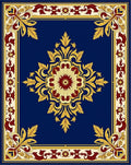 Rich Cobalt Red Gold Floral Medallion Rug