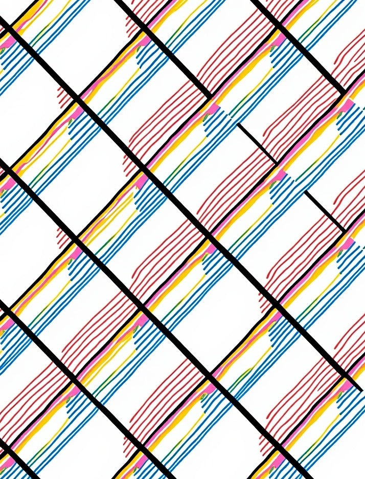 Energetic Rainbow Diagonal Stripe Grid Rug