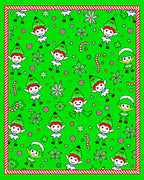 Festive Green Elf Candy Cane Christmas Rug
