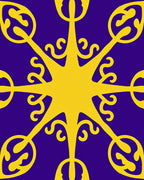 Golden Sunburst Royal Blue Medallion Rug