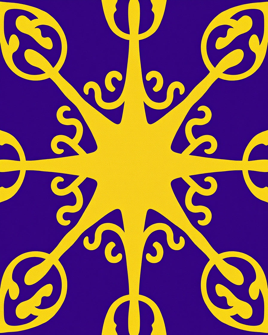 Golden Sunburst Royal Blue Medallion Rug