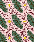 Pink Evergreen Star Line Art Rug