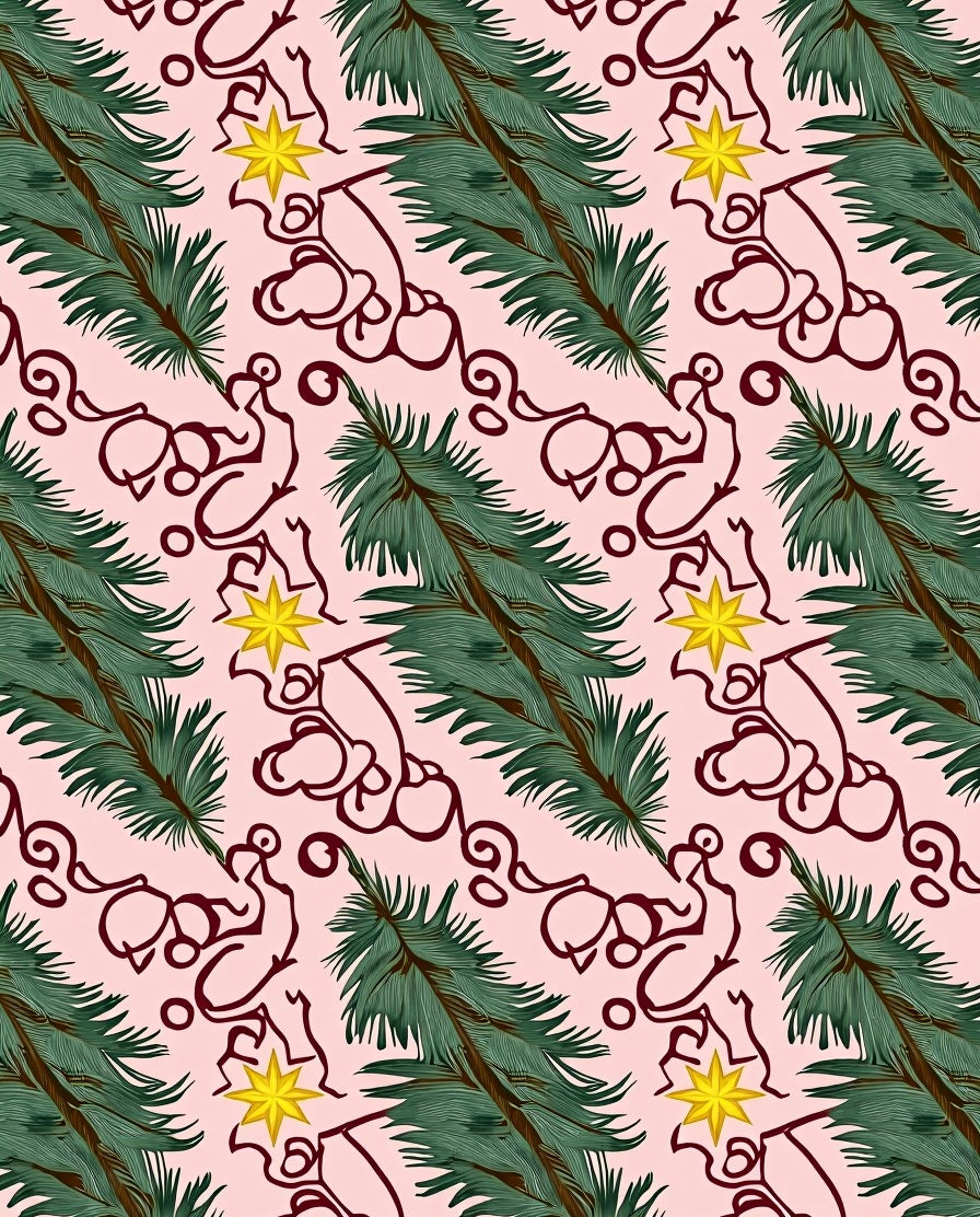 Pink Evergreen Star Line Art Rug