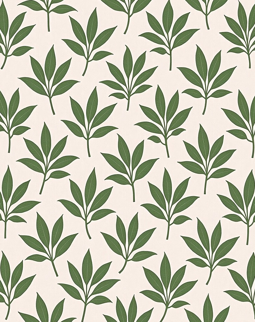 Earthy Green Leafy Branch Repeat Rug