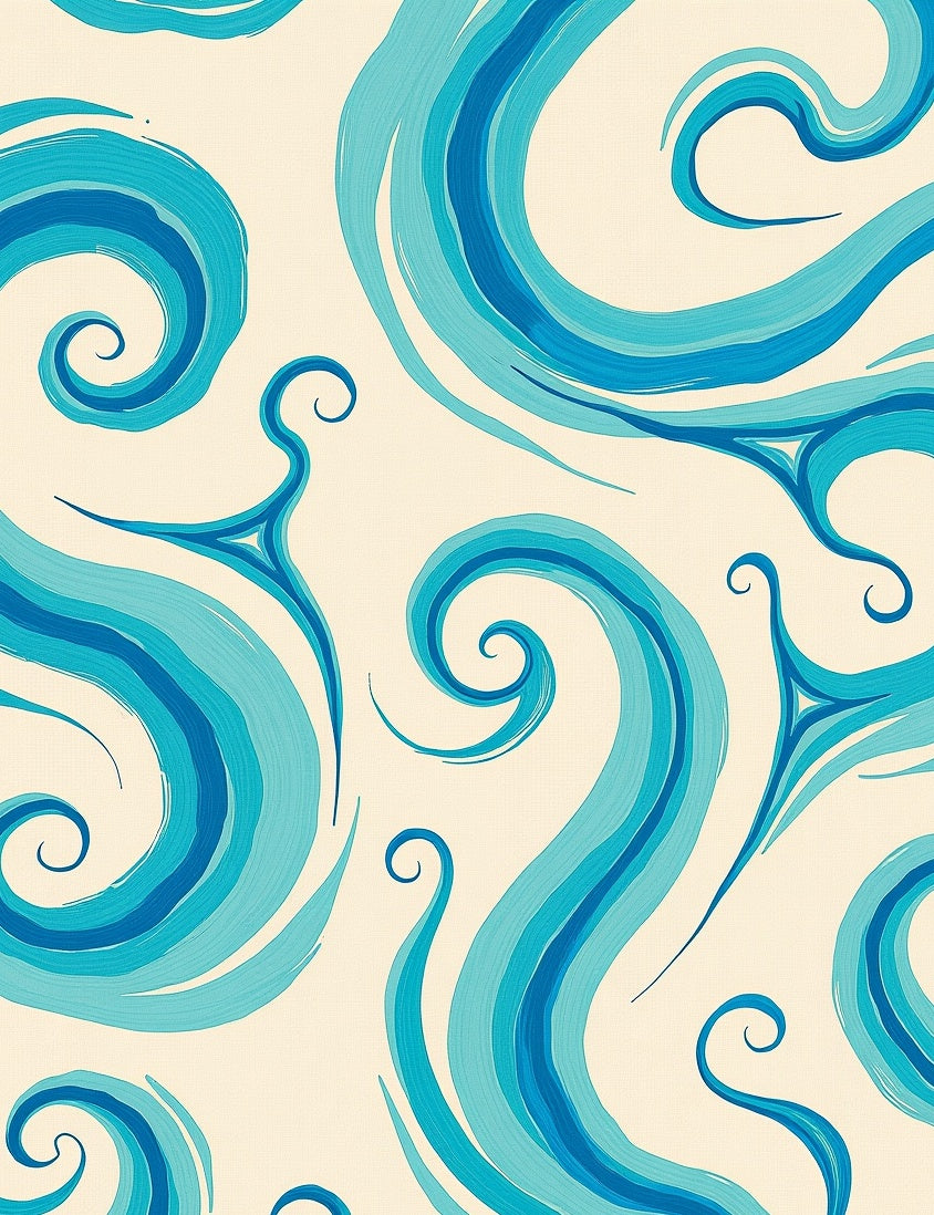 Oceanic Blue Swirls Fluid Waves Rug