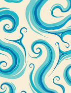 Oceanic Blue Swirls Fluid Waves Rug