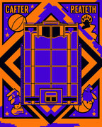Bold Orange And Purple Geometric Narrative Rug