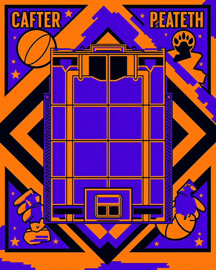 Bold Orange And Purple Geometric Narrative Rug