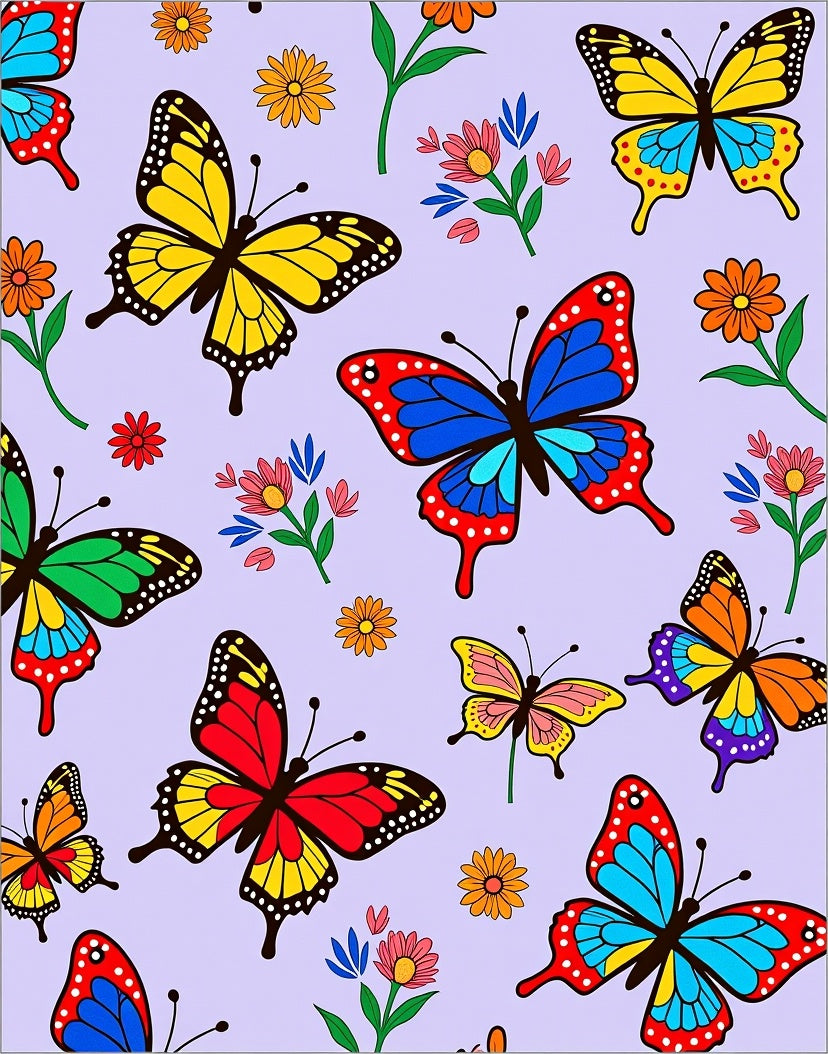 Vibrant Butterfly Garden Whimsical Rug