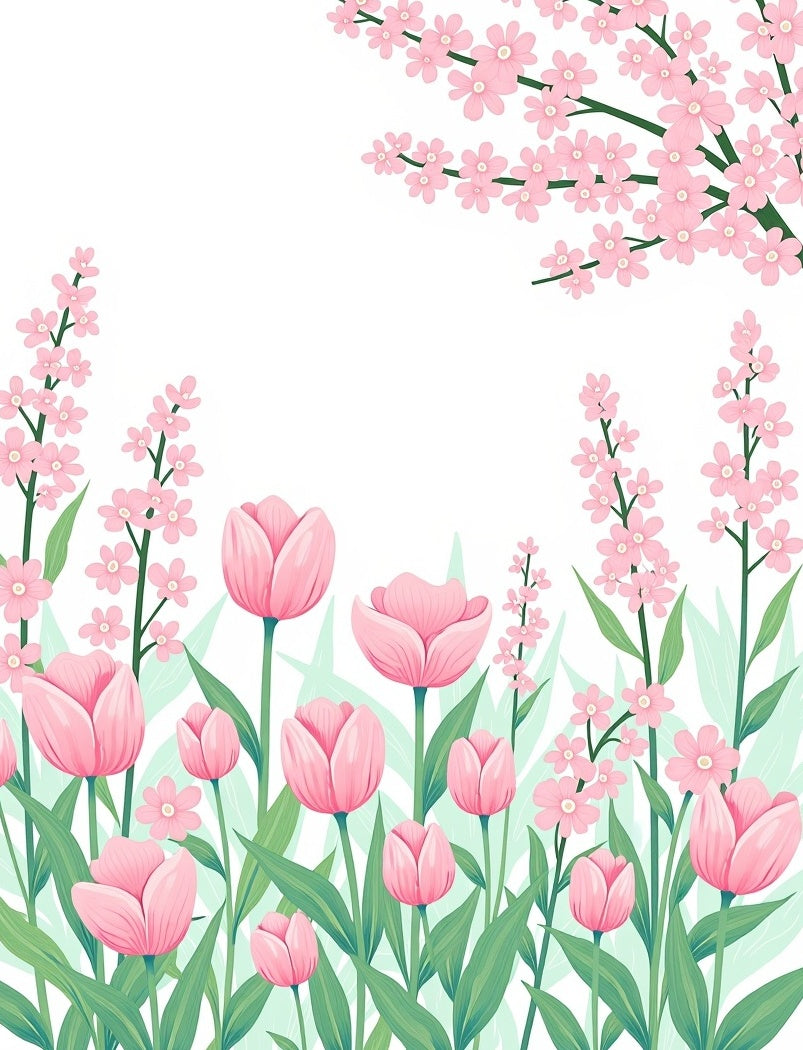 Pink Tulip Blossom Garden Rug