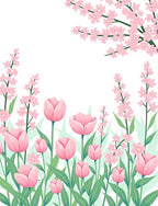Pink Tulip Blossom Garden Rug