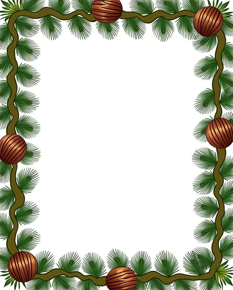Green Pine Garland Rustic Orb Border Rug
