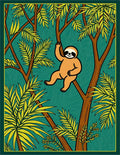 Jungle Sloth Tropical Leaf Trees Rug