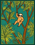 Jungle Sloth Tropical Leaf Trees Rug