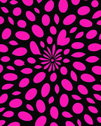 Vibrant Pink Petal Explosion Black Rug