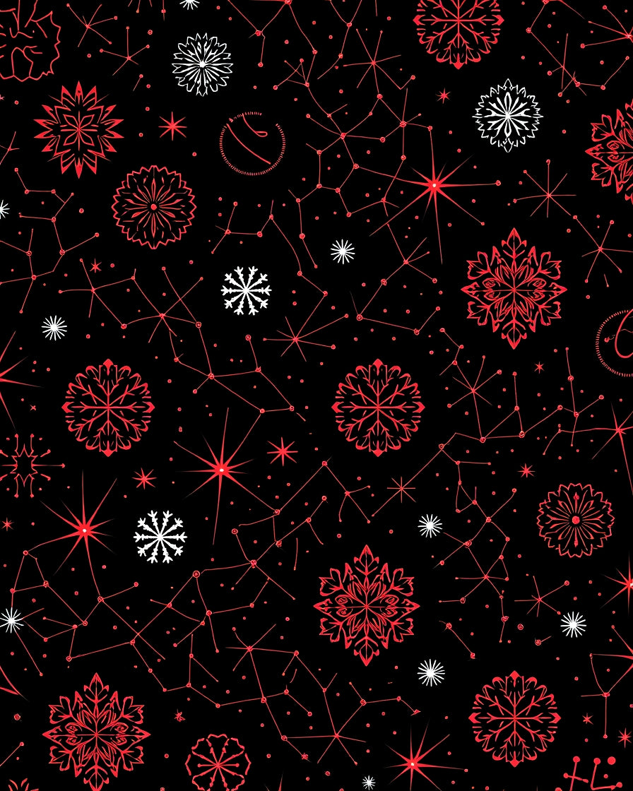 Crimson Snowflake Constellation Medley Rug