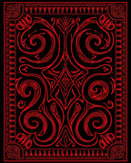 Bold Red Art Nouveau Swirl Rug