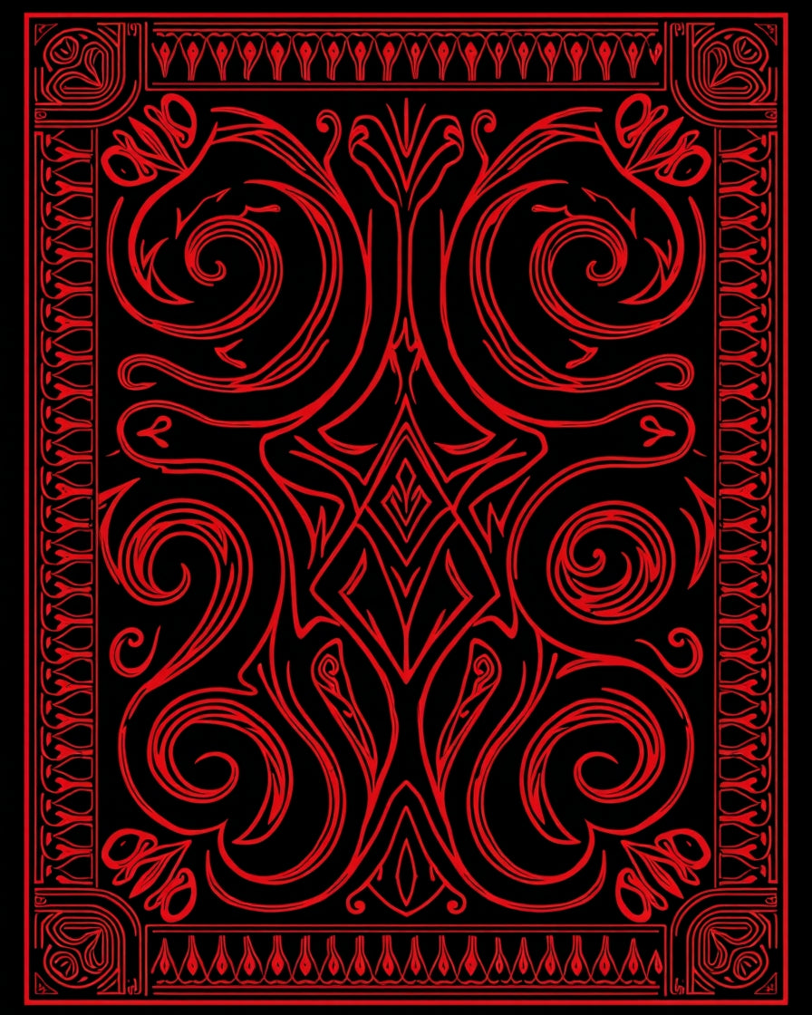 Bold Red Art Nouveau Swirl Rug
