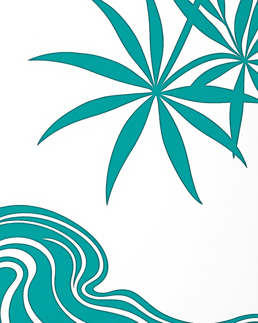 Teal Starburst Tropical Wave Rug