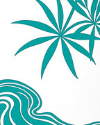 Teal Starburst Tropical Wave Rug
