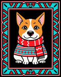 Cute Corgi Winter Scarf Portrait Rug