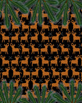 Brown Deer Green Foliage Repeating Rug
