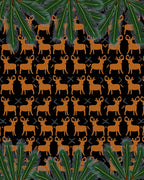Brown Deer Green Foliage Repeating Rug