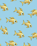 Golden Fish School Blue Aqua Rug