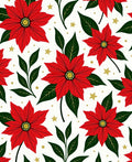 Festive Red Poinsettia Star Foliage Rug