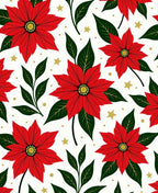 Festive Red Poinsettia Star Foliage Rug