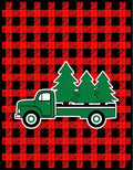 Red Buffalo Plaid Truck Trees Rug