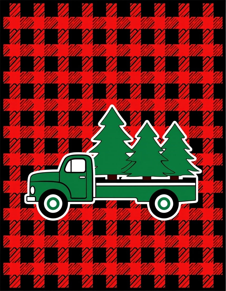 Red Buffalo Plaid Truck Trees Rug